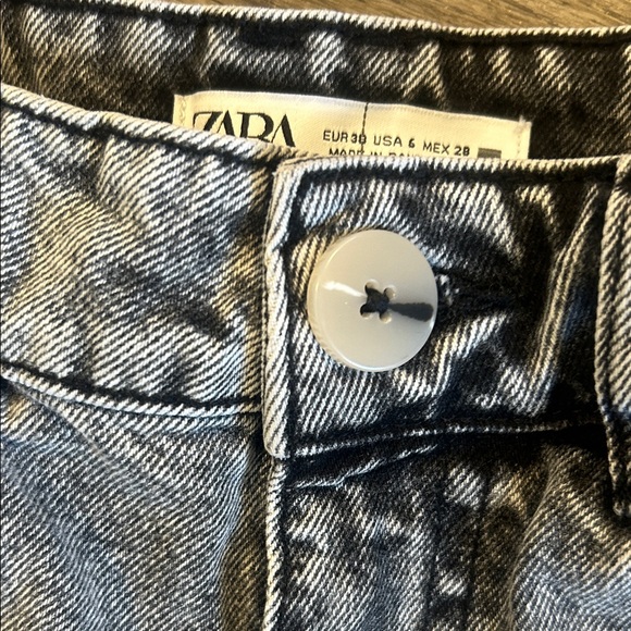 Zara Stonewashed Wide Leg Jeans Gray Acid Wash US Size 6 - Picture 5 of 7